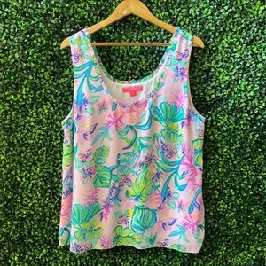 NWOT Lilly Pulitzer Carlene RuffleTank Mermaid In Shade
Size XL